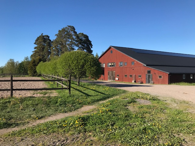 Här är stallet på Sandbywestern- ridskolan för vuxna